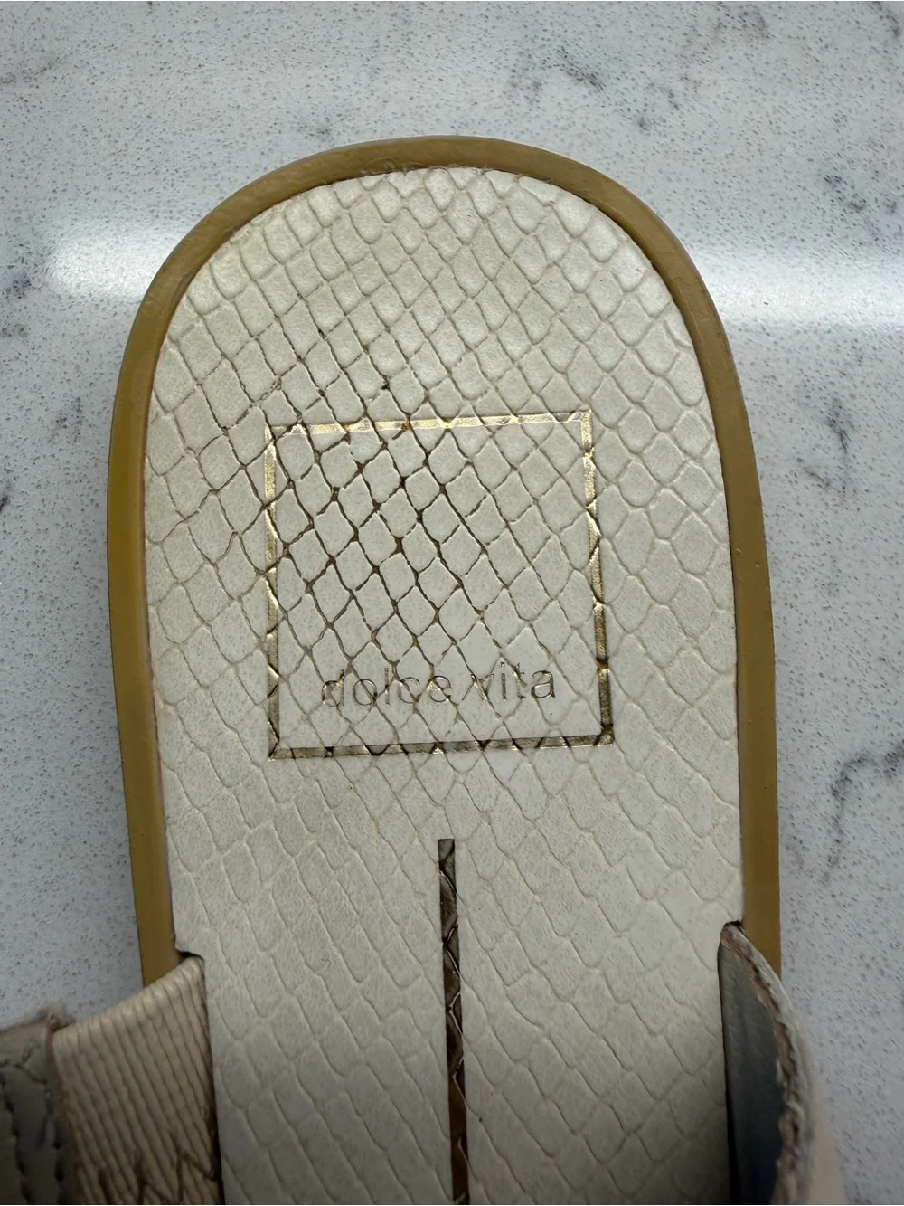 Dolce Vita Cream Thong Sandals with Gold Ring Detail